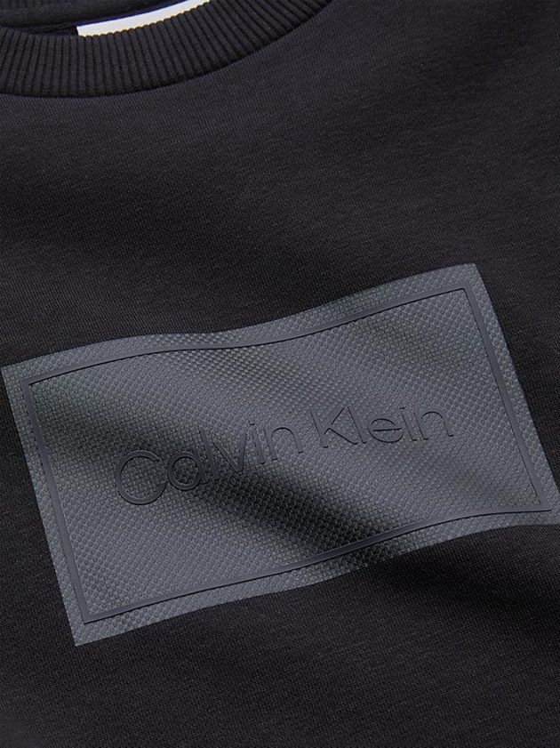 Black Calvin Klein Relaxed Textured Logo Men Sweatshirt | DMGZ-40517