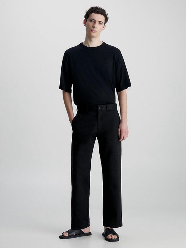 Black Calvin Klein Relaxed Twill Men Pants | TFIC-58406