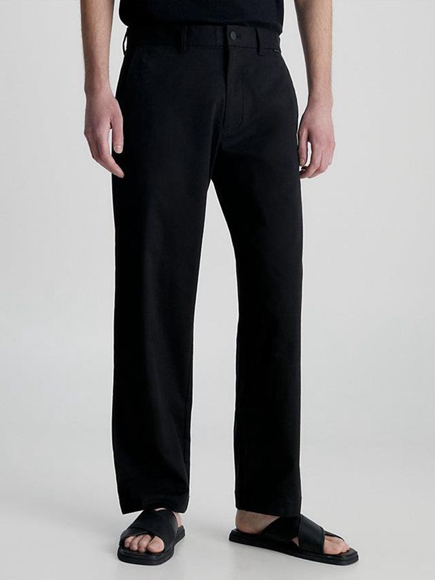 Black Calvin Klein Relaxed Twill Men Pants | TFIC-58406