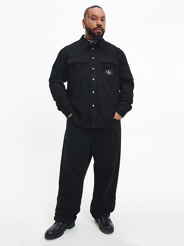 Black Calvin Klein Relaxed Utility Men Shirts | SPNK-28054