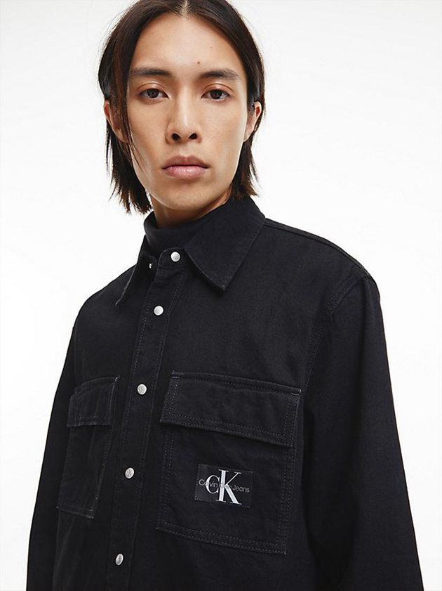 Black Calvin Klein Relaxed Utility Men Shirts | SPNK-28054