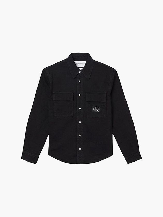 Black Calvin Klein Relaxed Utility Men Shirts | SPNK-28054