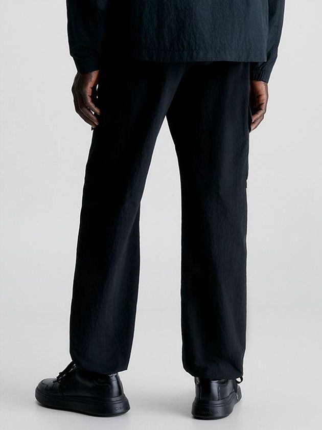 Black Calvin Klein Relaxed Wide Leg Cargo Men Pants | NRHO-98027