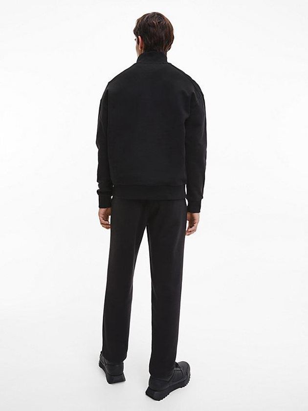 Black Calvin Klein Relaxed Zip Neck Men Sweatshirt | GCOR-13708