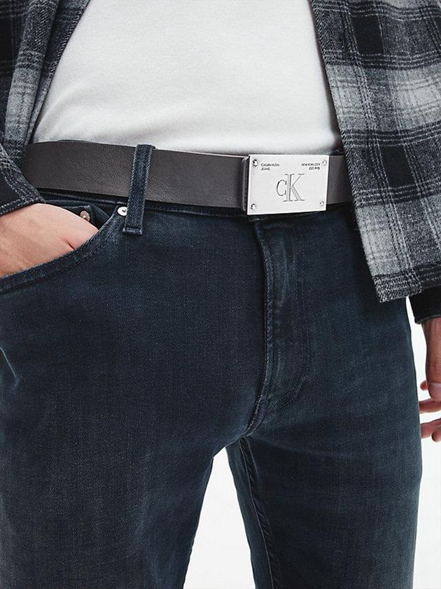 Black Calvin Klein Reversible Leather Men Belt | HYPO-81450