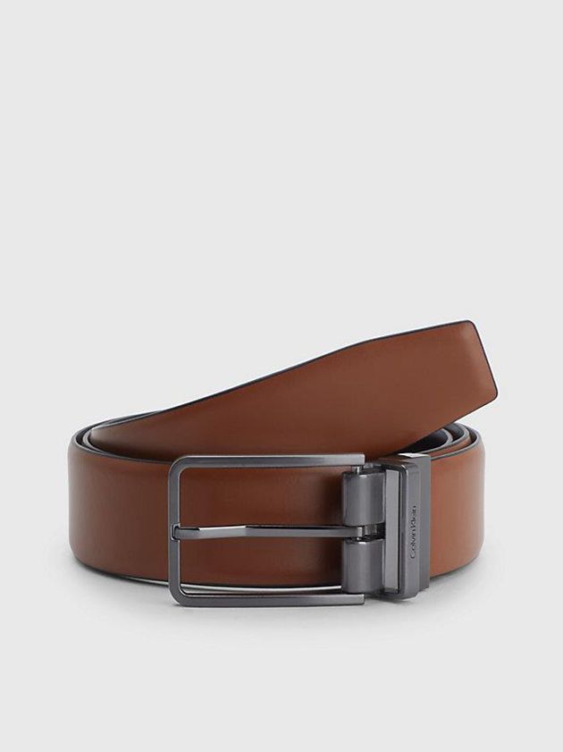 Black Calvin Klein Reversible Leather Men Belt | HKES-43025