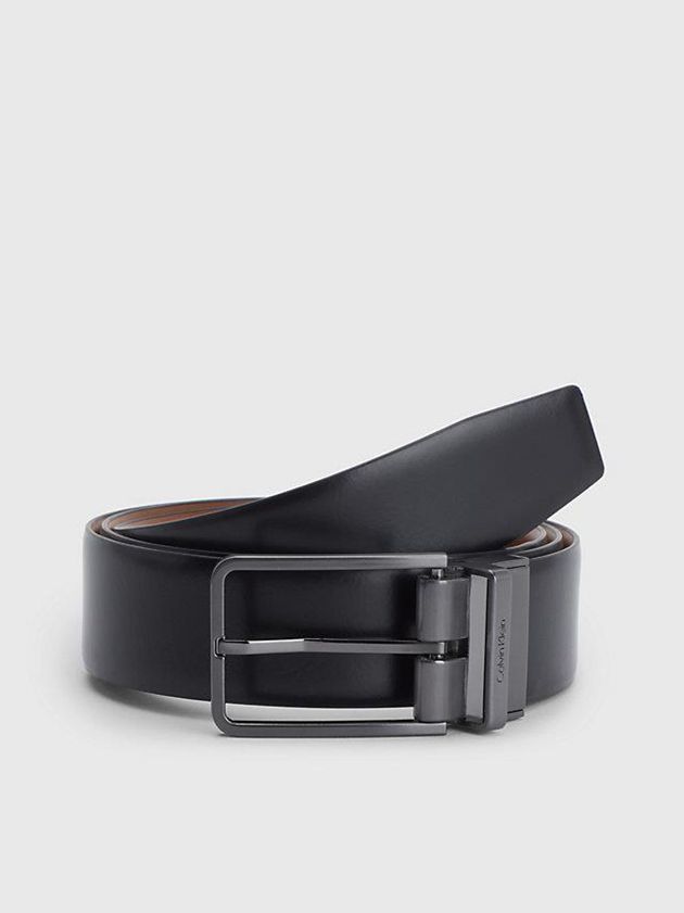 Black Calvin Klein Reversible Leather Men Belt | HKES-43025