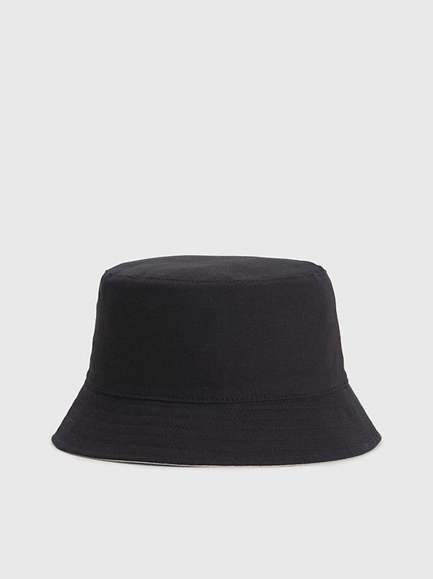 Black Calvin Klein Reversible Organic Cotton Bucket Men Cap | GTNC-05642
