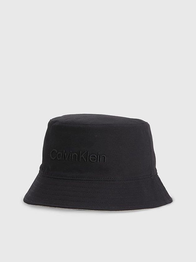 Black Calvin Klein Reversible Organic Cotton Bucket Men Cap | GTNC-05642