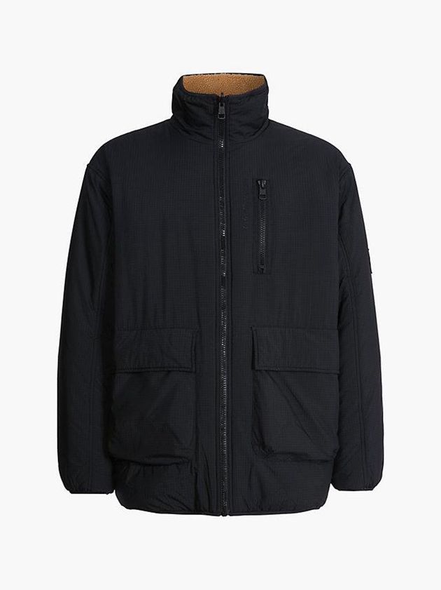 Black Calvin Klein Reversible Recycled Sherpa Men Jacket | VMQP-71965