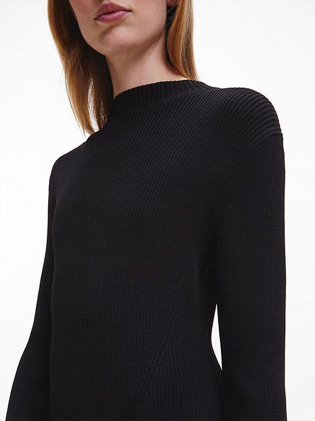 Black Calvin Klein Ribbed Bodycon Women Dress | WDVZ-98367