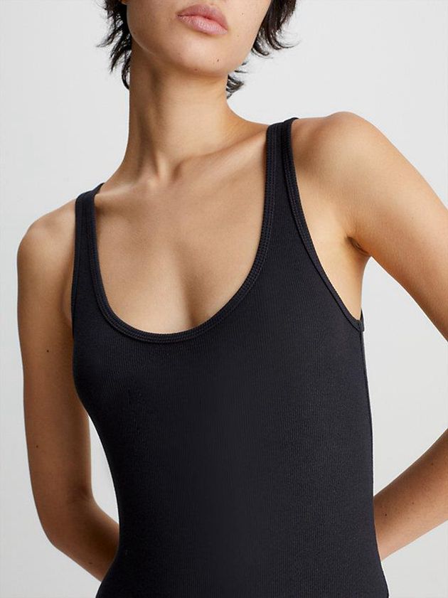 Black Calvin Klein Ribbed Cotton - Ck96 Women Bodysuit | EIAP-82167