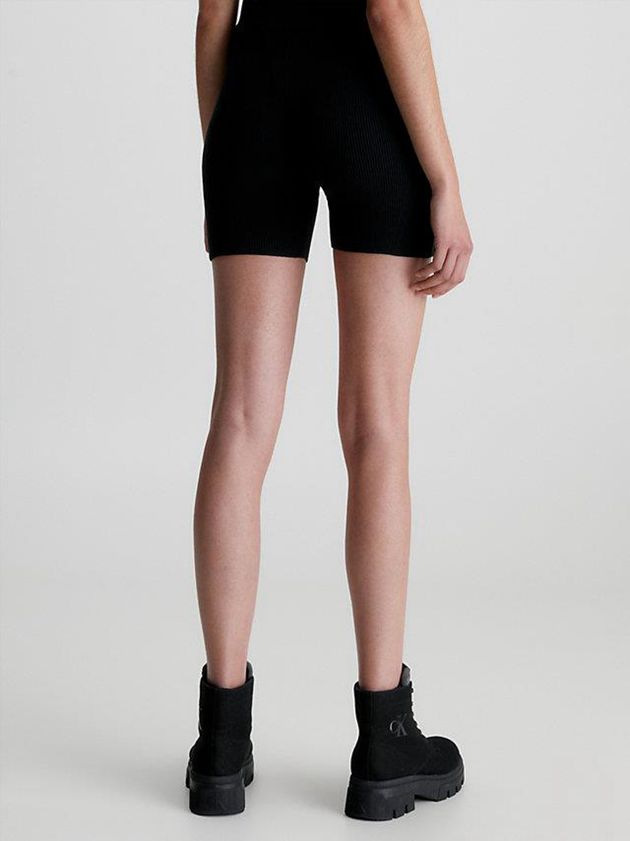 Black Calvin Klein Ribbed Cycling Women Shorts | KOFX-51762