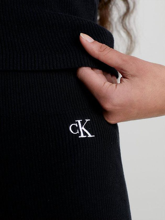 Black Calvin Klein Ribbed Cycling Women Shorts | KOFX-51762