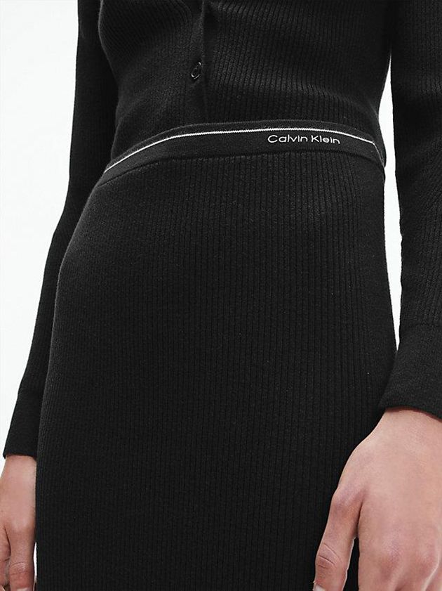 Black Calvin Klein Ribbed Knit Pencil Women Skirt | ADOU-28765