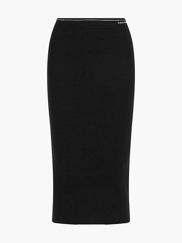 Black Calvin Klein Ribbed Knit Pencil Women Skirt | ADOU-28765