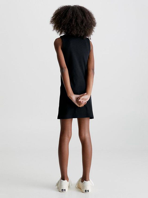 Black Calvin Klein Ribbed Sleeveless Girls's Dress | OKFN-46375
