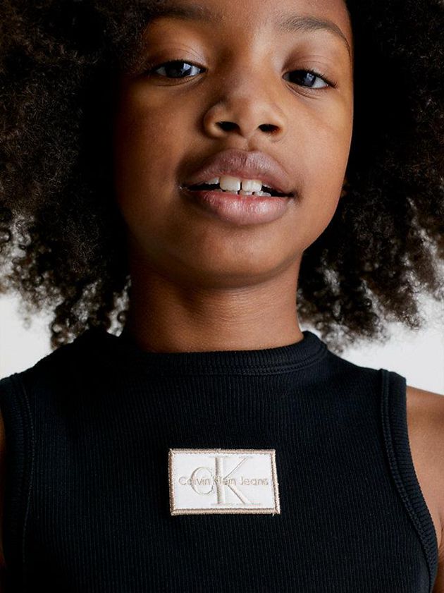 Black Calvin Klein Ribbed Sleeveless Girls's Dress | OKFN-46375
