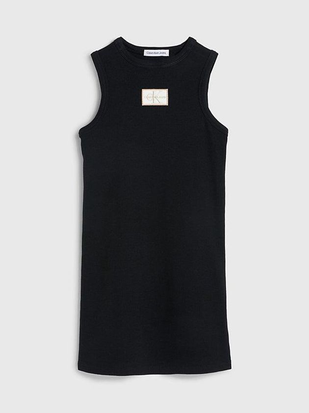 Black Calvin Klein Ribbed Sleeveless Girls's Dress | OKFN-46375