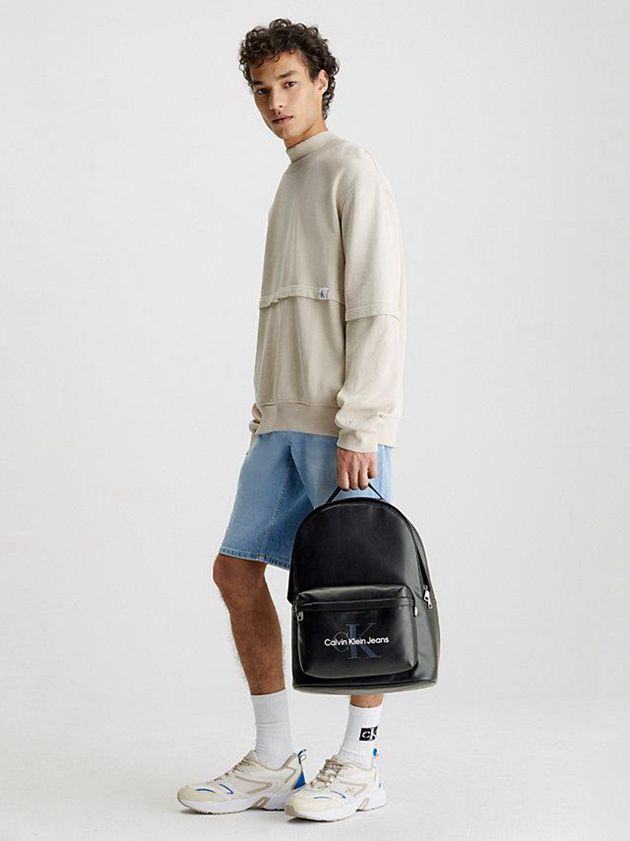 Black Calvin Klein Round Men Backpack | PVKS-80514