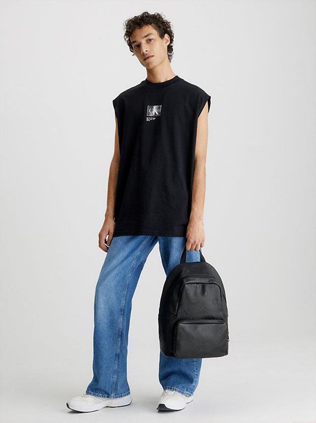 Black Calvin Klein Round Men Backpack | QVIB-61879