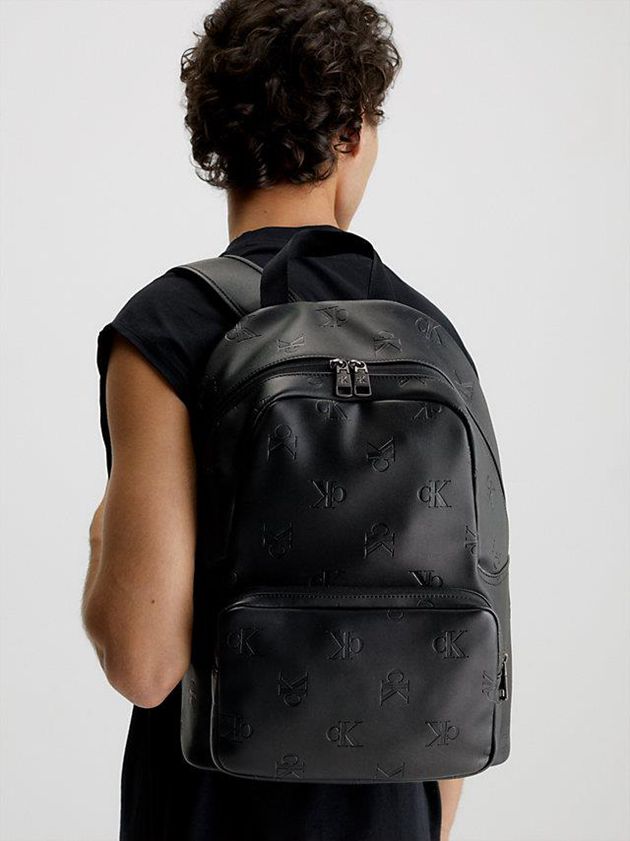 Black Calvin Klein Round Men Backpack | QVIB-61879