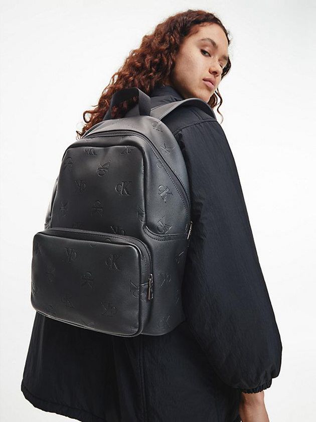 Black Calvin Klein Round Men Backpack | QVIB-61879