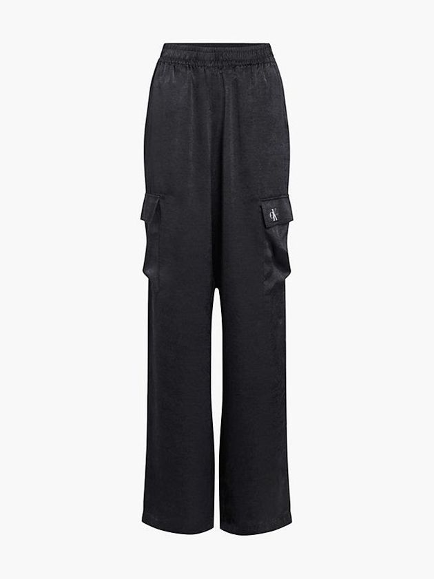 Black Calvin Klein Satin Cargo Women Pants | ABLM-79012