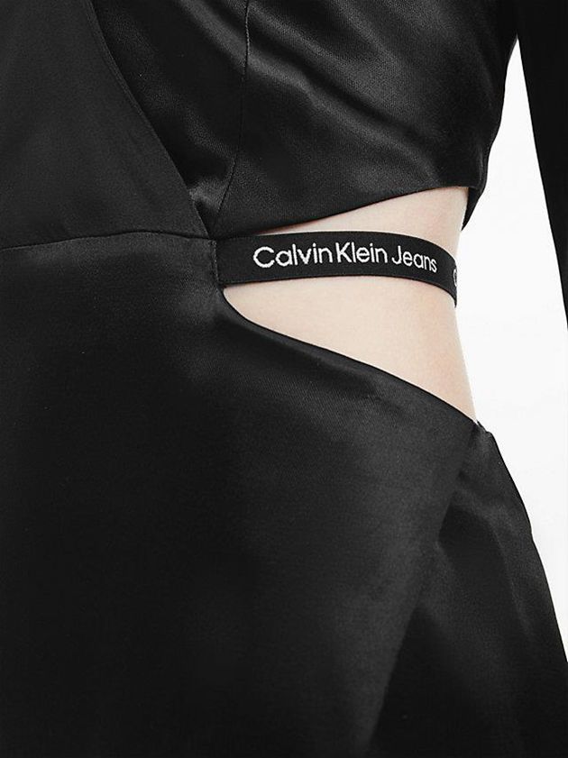 Black Calvin Klein Satin Cut Out Mini Women Dress | AXTH-17843