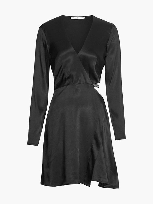 Black Calvin Klein Satin Cut Out Mini Women Dress | AXTH-17843