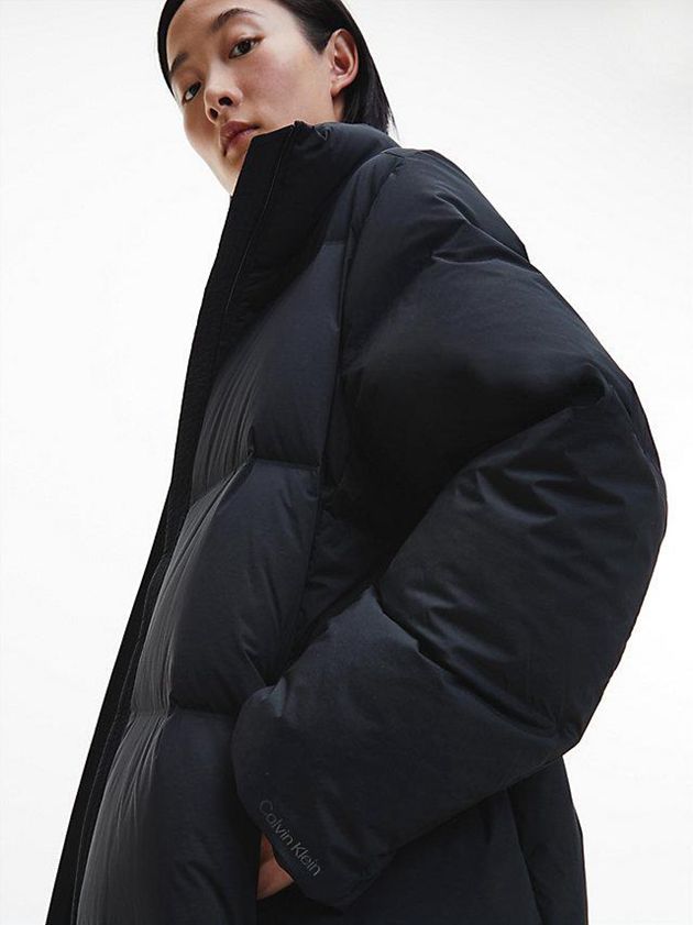 Black Calvin Klein Seamless Down Maxi Women Coat | OVCT-79584