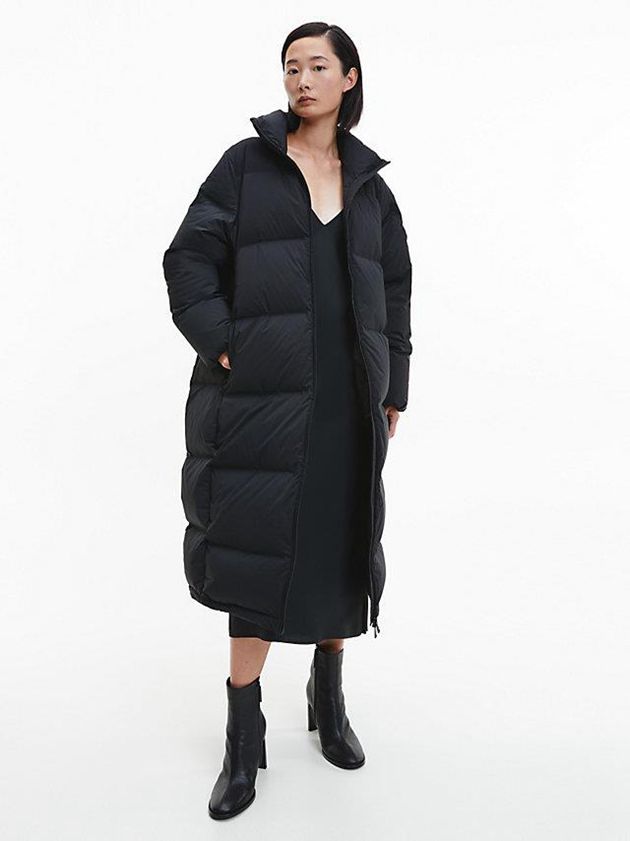 Black Calvin Klein Seamless Down Maxi Women Coat | OVCT-79584