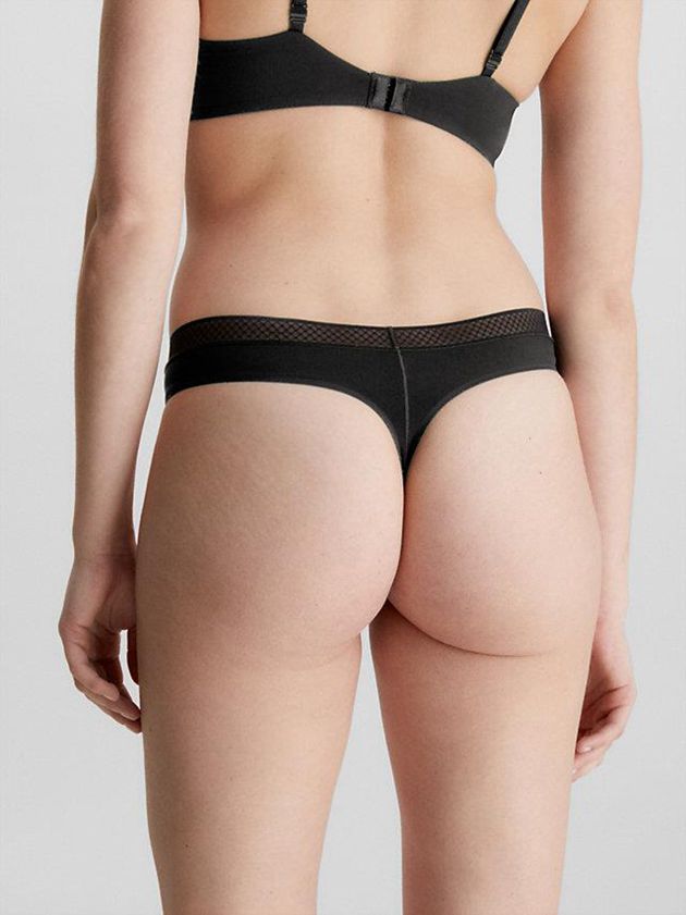 Black Calvin Klein Seductive Comfort Women Thong | JAYT-59034