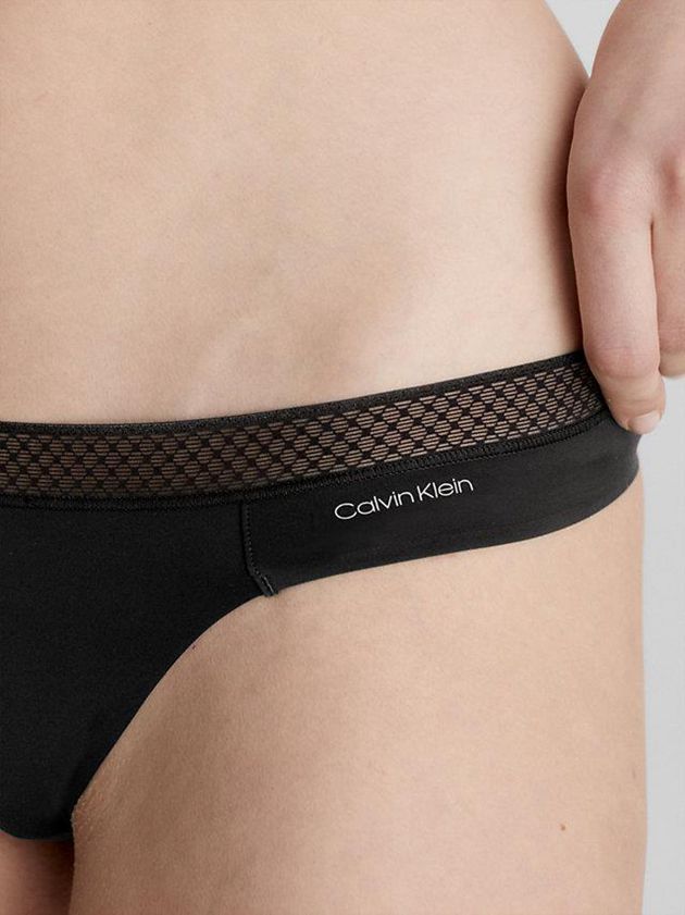 Black Calvin Klein Seductive Comfort Women Thong | JAYT-59034