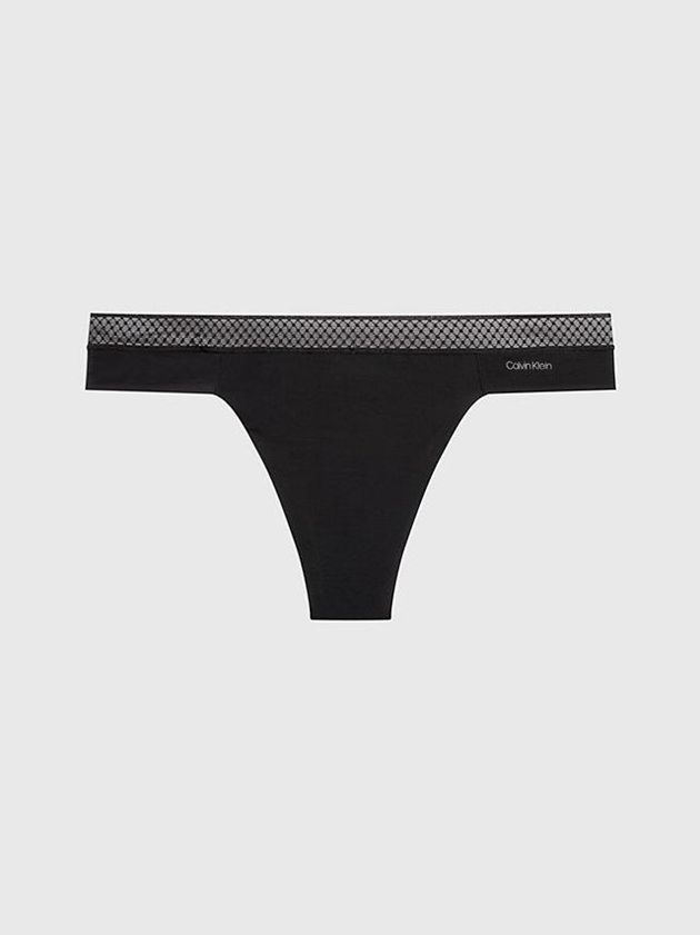 Black Calvin Klein Seductive Comfort Women Thong | JAYT-59034