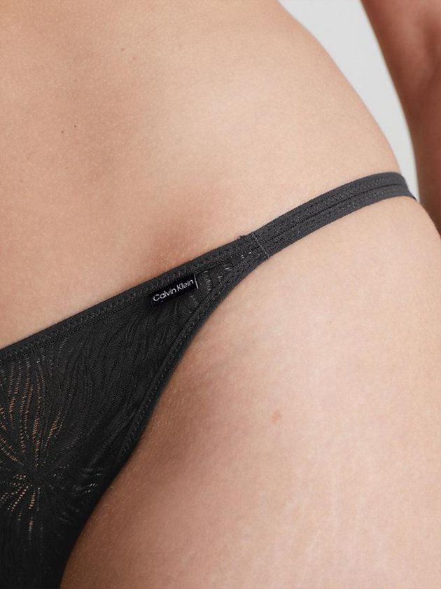 Black Calvin Klein Sheer Marquisette Women Thong | KOGL-18273