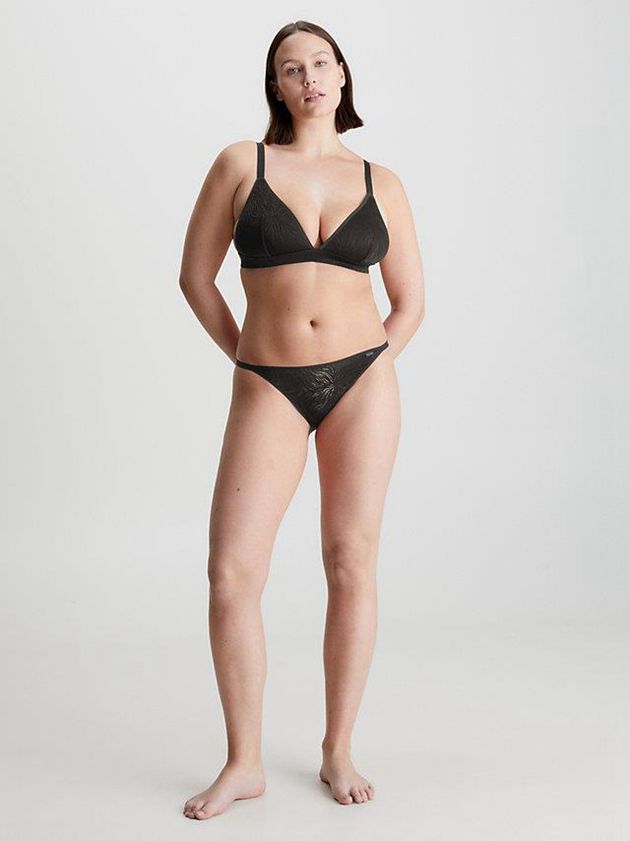 Black Calvin Klein Sheer Marquisette Women Thong | KOGL-18273
