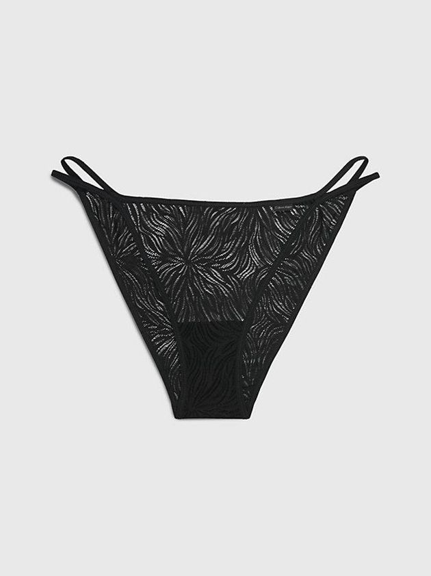 Black Calvin Klein Sheer Marquisette Women Thong | KOGL-18273