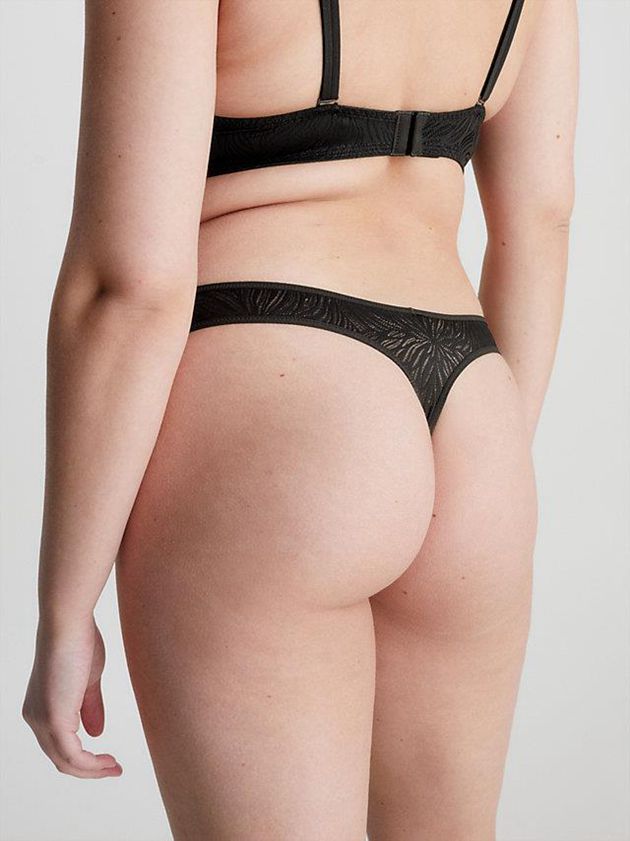Black Calvin Klein Sheer Marquisette Women Thong | IPWF-53049