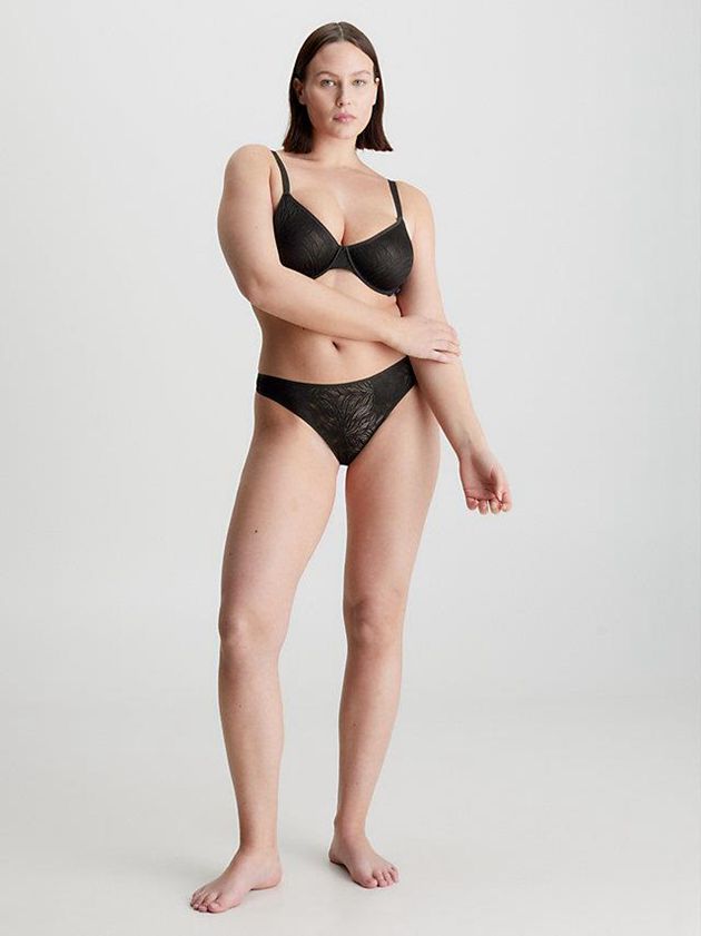 Black Calvin Klein Sheer Marquisette Women Thong | IPWF-53049