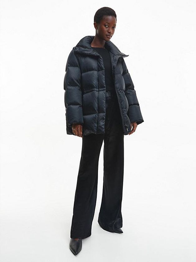 Black Calvin Klein Shine Padded Down Women Coat | PIEY-39467