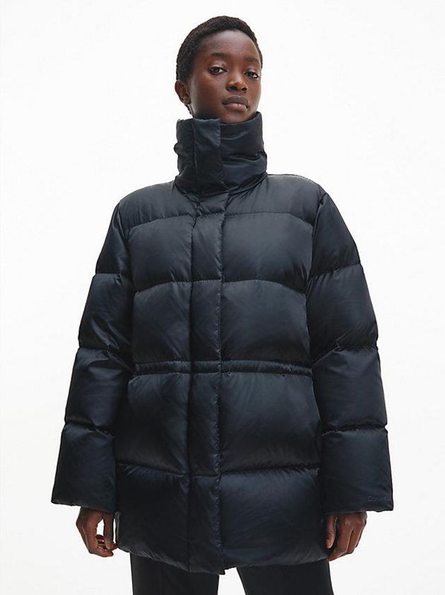 Black Calvin Klein Shine Padded Down Women Coat | PIEY-39467