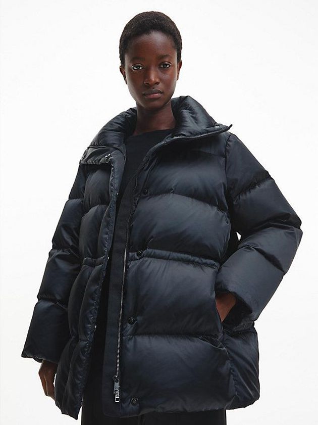 Black Calvin Klein Shine Padded Down Women Coat | PIEY-39467