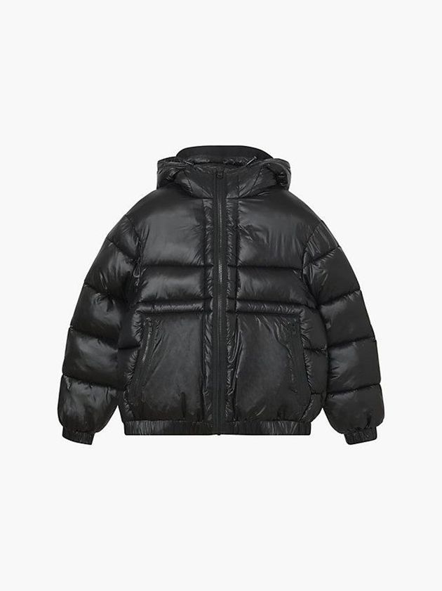 Black Calvin Klein Shiny Recycled Nylon Puffer Men Jacket | EFKD-74593