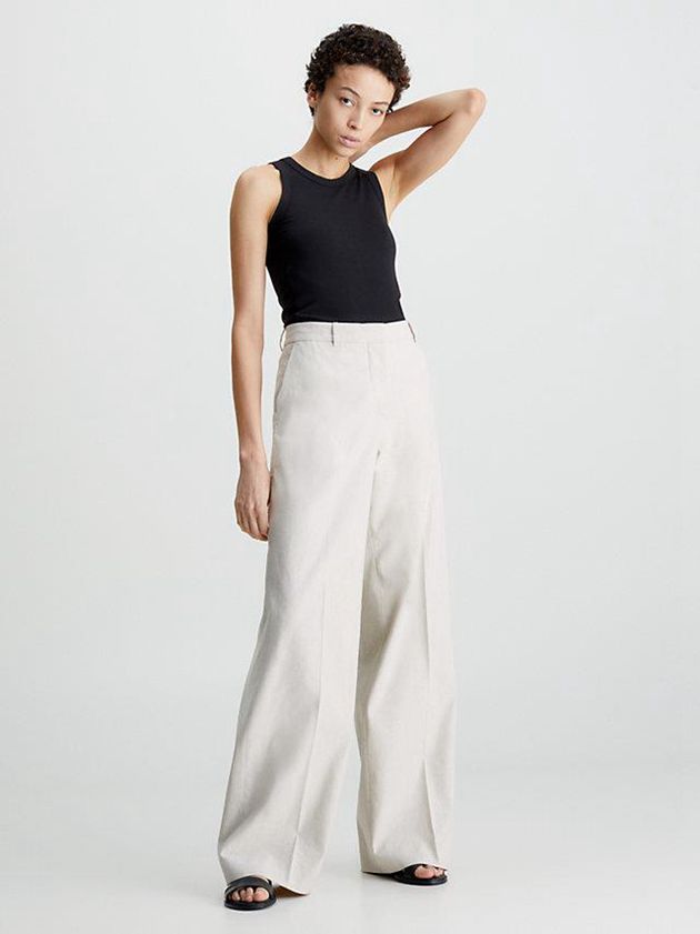 Black Calvin Klein Skinny Ribbed Fitted Tank Women Top | MCIE-80792