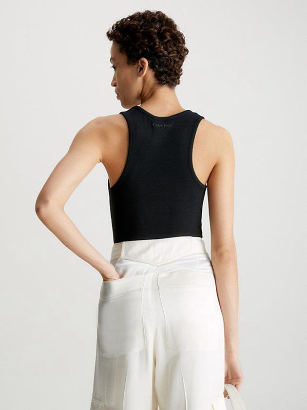 Black Calvin Klein Skinny Ribbed Modal Tank Women Top | TCFP-63052
