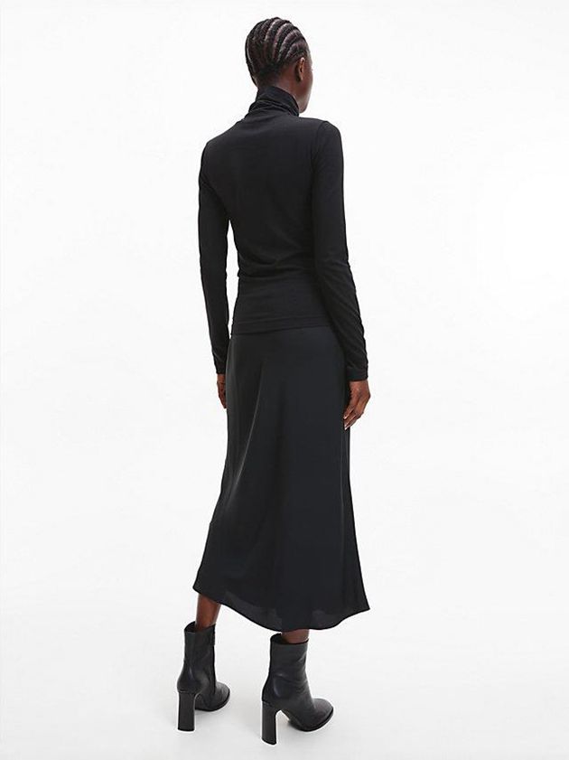 Black Calvin Klein Skinny Roll Neck Women Top | GVEO-48950