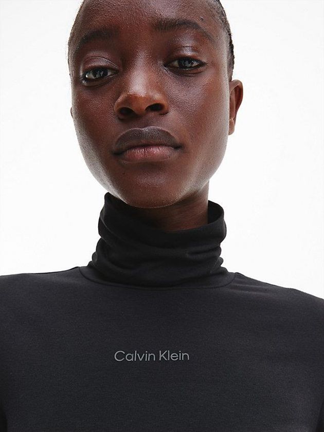 Black Calvin Klein Skinny Roll Neck Women Top | GVEO-48950
