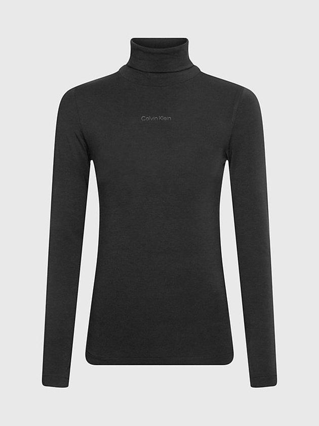 Black Calvin Klein Skinny Roll Neck Women Top | GVEO-48950
