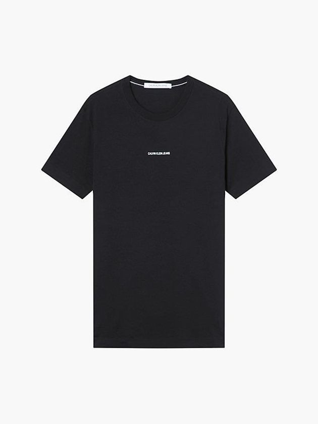Black Calvin Klein Slim Cotton Men T-Shirt | KHGO-86074